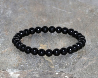 Tourmaline noire bracelet fait à la main 6mm tourmaline perles pierres précieuses bracelet grade AAA tourmaline noire renforcement bracelet unisexe bracelet