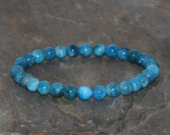 5.5mm Blue Apatite Bracelet, Genuine Apatite Bracelet, Blue Beaded Bracelet,Apatite Mens Beaded Bracelet,Apatite Jewelry,Bead Bracelet Women