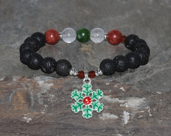 Maw Sit Sit Jade, Roter Choral, Schneequarz, Lavastein Perlen Armband, Geschenk für Weihnachten Schneeflocke, 4mm Facettierter Pyrope Granat, Natürliche Edelsteine