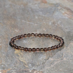 Chunky ahumado cuarzo pulsera grado un 4 mm humo oscuro cuarzo gemstone pulsera pulsera de cuarzo ahumado natural pulsera de cuarzo marrón oscuro pulsera de regalo de cuarzo marrón oscuro
