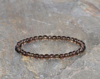 Chunky Smoky Quartz Bracelet Grade A 4mm Dark Bracelet Quartz fumé Pierre Bracelet Quartz fumé naturel Bracelet Quartz brun foncé cadeau
