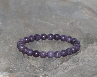 Lila Lepidolit Perlen Armband, 6mm natürliche LepidolitPerlen, Grade AA, Edelstein Armband, Lavendel violett Lepidolite, Geschenk-Armband