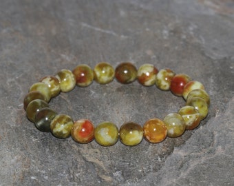 Dragon Jasper Bracelet Handmade 8mm Sanguine Jasper Gemstone Bracelet Green and Red Blood Stone Beaded Bracelet Stacking Jasper Bracelet