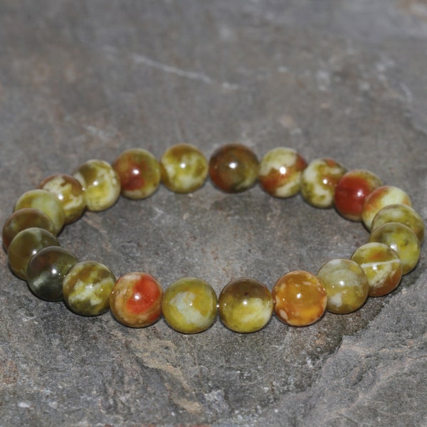 Dragon Jasper Bracelet Handmade 8mm Sanguine Jasper Gemstone Bracelet Green and Red Blood Stone Beaded Bracelet Stacking Jasper Bracelet