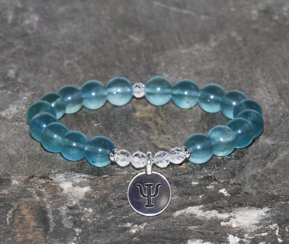 Blue Fluorite and Topaz Bracelet Handmade 8mm Beaded Bracelet