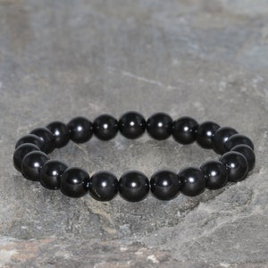 Shungite Beaded Bracelet 8mm Shungite Gemstone Bracelet Natural Black Shungit Bracelet Stack Bracelet Handmade Bracelet High Grade Beads