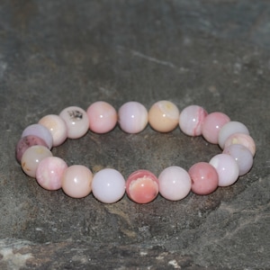 Australian Pink Opal Bracelet Handmade 9mm Dainty Opal Grade AA+ Beaded Bracelet Blush Pink Gemstone Bracelet Gift Bracelet Healing Jewelry