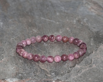 Elegant rosa turmalin stapelarmband, turmalinsmycken, 6 mm naturliga rosa turmalinpärlor, AAA-pärlor, unisex pärlarmband