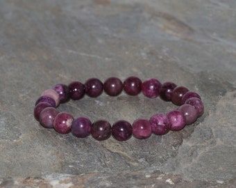 Handmade Pink Tourmaline Gemstone Bracelet, Grade AAA 8.5mm
