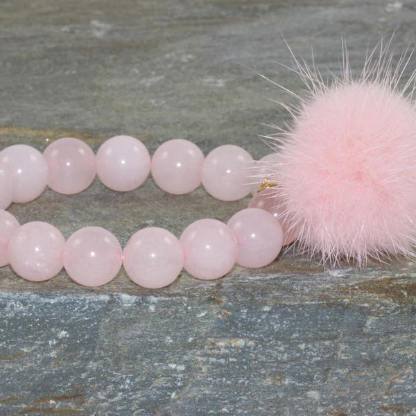 Rose Quartz Bracelet, Chakra Mala Beads, Healing Crystals, 10mm Wrist Mala Beads, Yoga, Unconditional Love + Feminine Energy + Protection