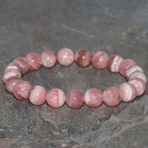 Rhodochrosite Beaded Bracelet Stack Bracelet Grade AA+ 8.5mm Rhodochrosite Beads Natural Argentine Rhodochrosite Gemstone Bracelet Collector