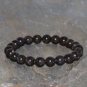 Australian Dark Opal Beaded Bracelet, 7.5mm Natural Australian Opal Beads, Unisex Bracelet, Gemstone Bracelet, Black Fire Opal Gift Bracelet