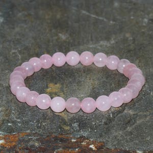 Pulsera de cuarzo rosa de 6 mm, joyería de cuarzo rosa, pulsera de yoga, cuentas de mala muñeca, cristales de sanación, chakra del corazón, atraen el amor + alma