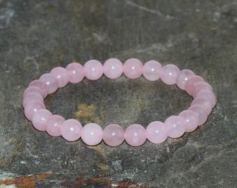 6mm Rose Quartz Bracelet, Rose Quartz Jewelry, Yoga Bracelet, Wrist Mala Beads, Healing Crystals, Heart Chakra, Attract Love + Soulmate