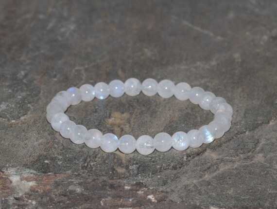 Moonstone Beaded Bracelet, 6mm Rainbow Moonstone Grade AAA Beads