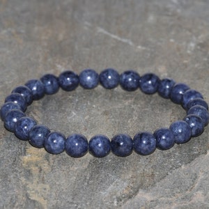 Sapphire Bracelet Handmade 6mm Dark Blue Sapphire Gemstone Bracelet Natural Sapphire Bracelet Stacking Bracelet Unisex Jewelry Hope Bracelet