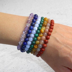 7 Chakra Bracelet Set, 6mm Beads, Stacking Bracelets, Seven Chakra Jewelry, Healing Crystals, Yoga Mala Beads, Chakra Balance & Alignment
