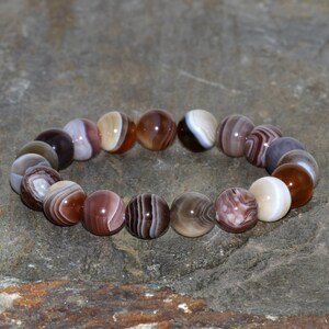 10mm Botswana Agate Bracelet, Stacking Bracelet, Yoga Bracelet, Natural Agate Bracelet, Gemstone Bracelet, Yoga Gift, Wrist Mala Beads