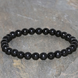 Jet Bracelet Handmade 6mm Fossilized Beaded Gemstone Bracelet Black Lignite Bracelet Gift Bracelet Unisex Bracelet Stacking Bracelet Boho