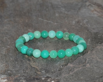 Chrysoprase Bracelet 7mm-7.5mm Grade AAA Natural Green Chrysoprase Beaded Gemstone Bracelet Stack Bracelet Unisex Bracelet Gift Bracelet