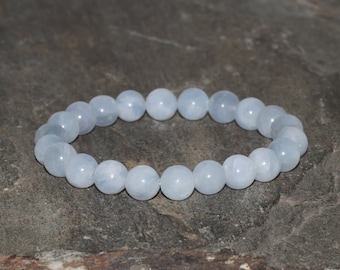 Blue Calcite Bracelet, 8mm Natural Blue Gemstone Bracelet, Grade AA Beads, Handmade Gemstone Jewelry, Gemstone Bracelet, Unisex Bracelet