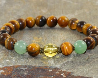 Abundance & Prosperity Bracelet Stack, Citrine-Tiger Eye-Green Aventurine, Healing Osteoarthritis, Manifestation-Success-New Beginnings