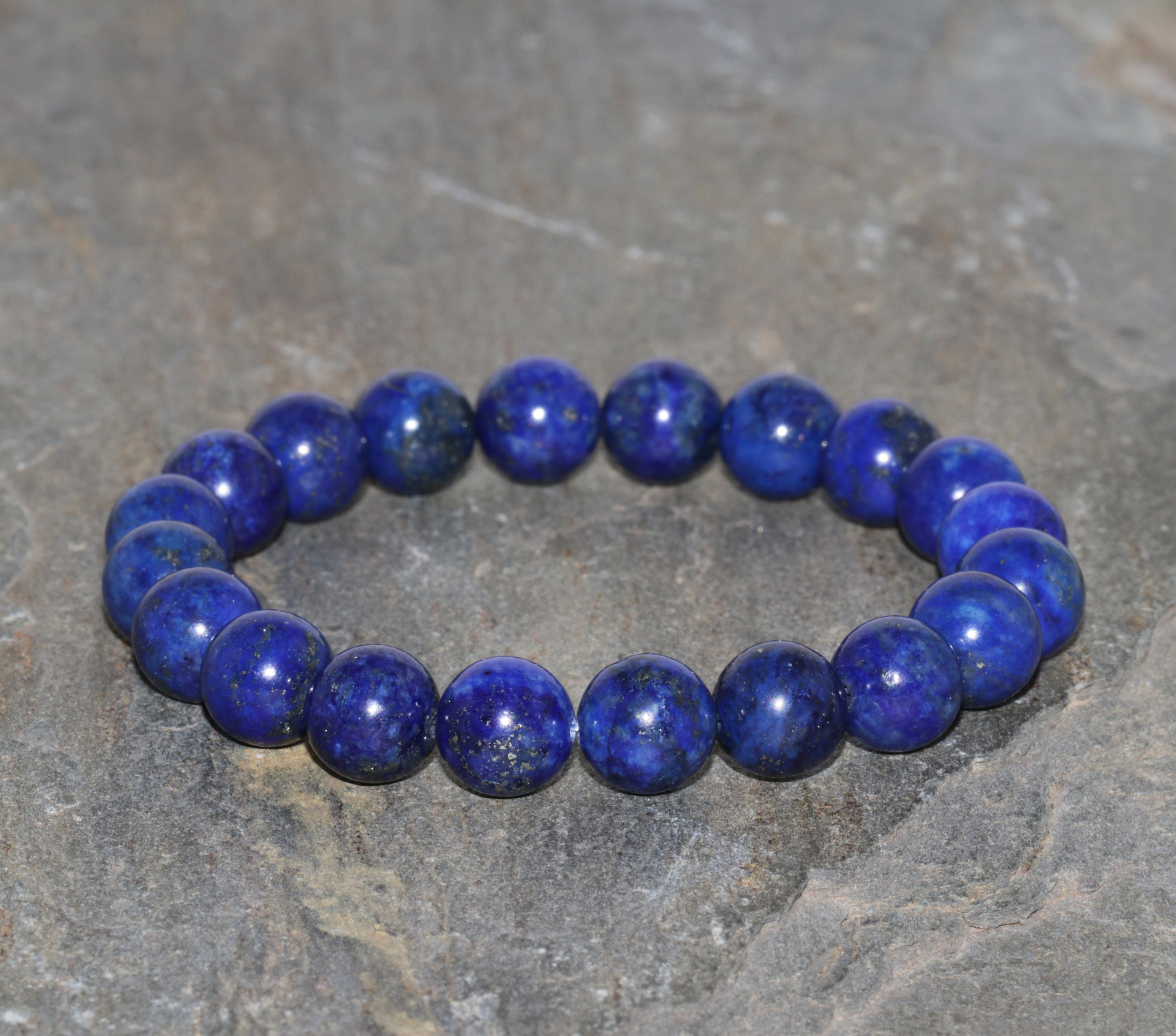 ラピスラズリブレスレット 8.5 mm ハンドメイド グレード AAA
