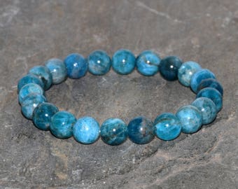 Blue Apatite Bracelet Genuine Apatite Bracelet 8mm Blue Apatite Beaded Bracelet Apatite Stack Bracelet Unisex Jewelry Inspiration Bracelet