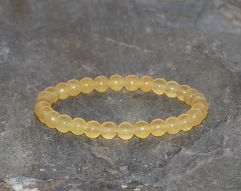 Golden Calcite Bracelet 6mm Creamy Yellow Calcite Beaded Bracelet Milky Honey Calcite Bracelet Stack Bracelet Unisex Bracelet Gift Bracelet