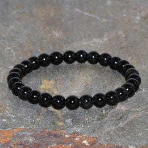 6mm Black Obsidian Stacking Bracelet, Stress Relief, Healing Crystals, Root Chakra, Yoga Jewelry, Dragonglass Protection-Emotional Stability