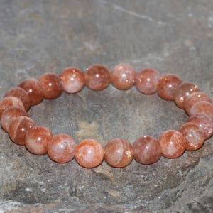 Golden Sunstone Bracelet Handmade 8mm Golden Sunstone Beaded Gemstone Bracelet Chunky Gold Orange Sunstone Bracelet Stack Bracelet AAA Grade