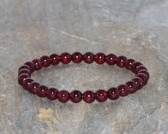 Handmade Grade AAA Garnet Beaded Bracelet, Brazilian Gemstone