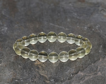 Lemon Clear Crystal Quartz Beaded Bracelet, 8.5mm Gemstone Bracelet, Stacking Bracelet, Handmade, Unisex Gift Bracelet, Yellow Quartz
