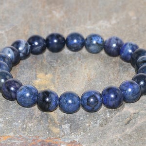 A Grade 8mm Dumortierite Bracelet, Throat Chakra Jewelry, Enhance Psychic Gifts - Speak Your Truth - Letting Go of What No Longer Serves You