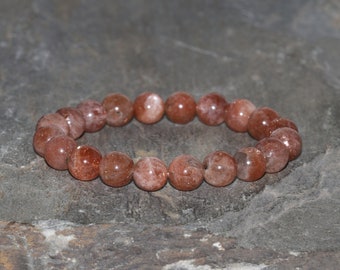 Golden Sunstone Bracelet Handmade 9mm to 9.5mm Golden Sunstone Grade AAA VERY RARE Special Edition Beaded Gemstone Bracelet Gold Orange