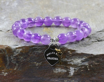 8mm Amethyst Bracelet: Healing Crystals, Crown Chakra, Empath Protection