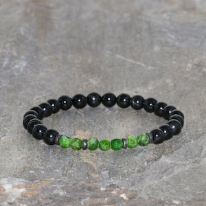 6 mm Stern Schwarz Diopsid und 4 mm facettierte Grüne Chrom Diopsid Armband Grade AAA Perlen Natürliche Edelstein Armband Hämatit Spacers Unisex