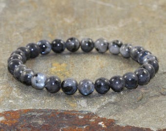 Pulsera apilable de labradorita, mala de muñeca de cristal curativo