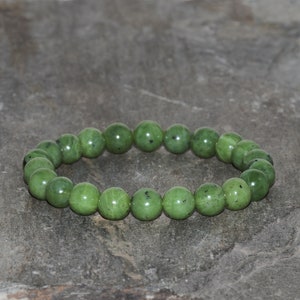 Jade Bracelet Canadian Jadeite Bracelet Handmade 8mm Green Jadeite Beaded Gemstone Bracelet Stack Bracelet Gift Bracelet Green Jade Bracelet