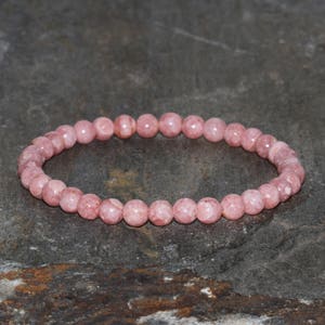 Rhodochrosite Bracelet Stacking Handmade Grade AAA 5mm Natural Argentine Rhodochrosite Beaded Gemstone Bracelet Stack Bracelet Gift Bracelet