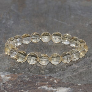 Citrin Perlen Armband, 9mm Natürliche Facettierte Citrin Perlen, Edelstein Armband, Honig, Gelb, Grade AAA, Citrin Stapelarmband, Unisex