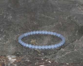 Pulsera con cuentas de apilamiento de angelita de 4 mm, abalorios naturales de grado AAA, gema de Perú, Chakra de la garganta, Guía espiritual-conectar, Unisex, Pulsera de regalo