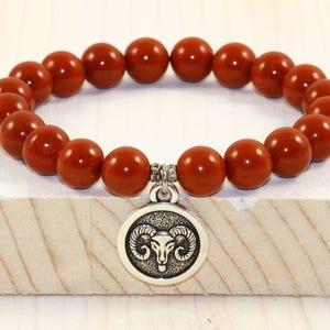 Aries Bracelet Stack, Zodiac Jewelry, Astrology Bracelet, Beaded Gemstone Bracelet, Red Jasper Bracelet,Healing Crystals,Aries Birthday Gift