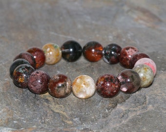 Braccialetto di perline di quarzo colorato Phantom da 11 mm, grosso braccialetto multicolore Phantom Quartz di grado AAA Lodolite Lodelite Lanscape Scenic Quartz