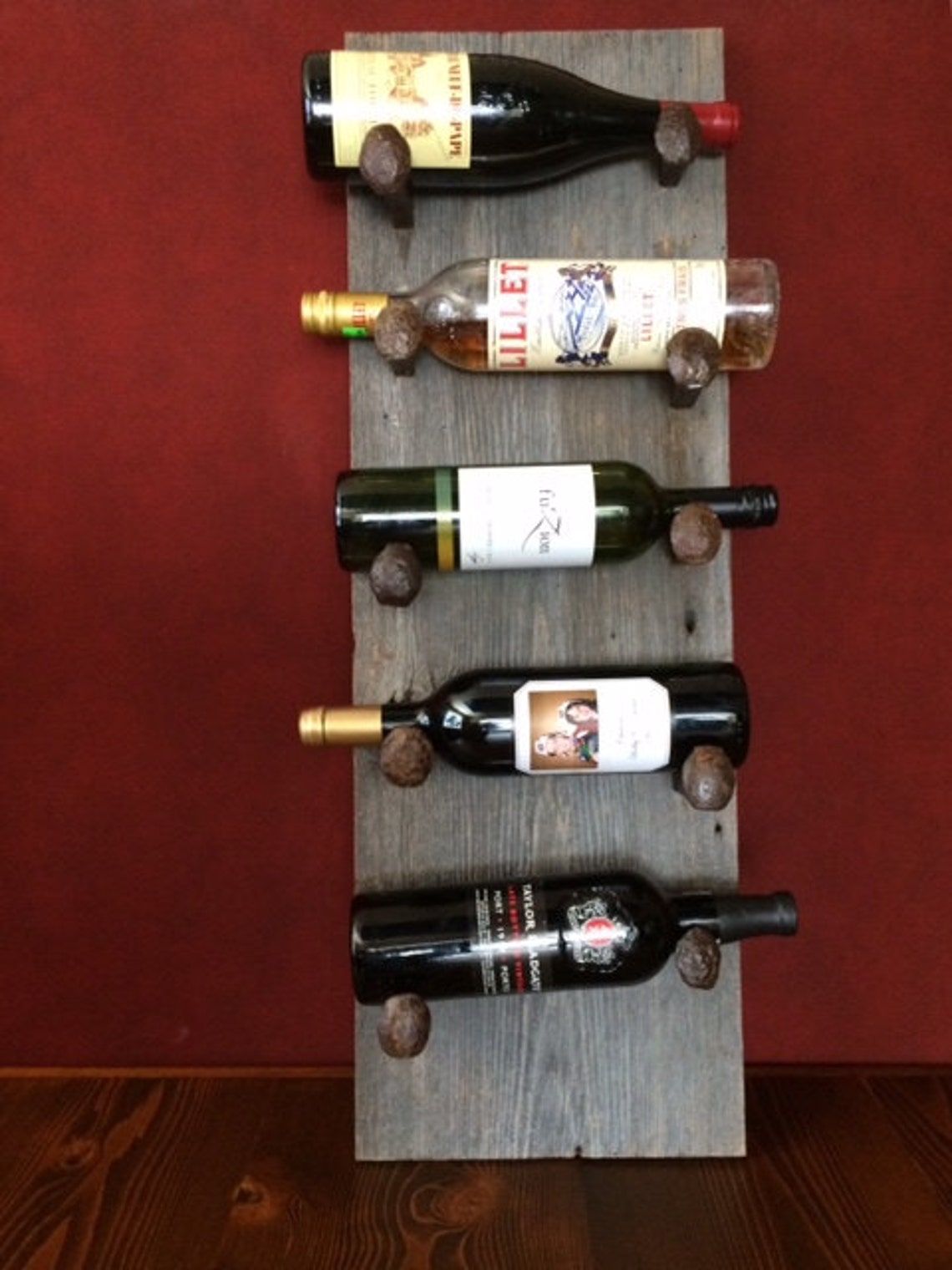 Rustic Wine Rack Rustic Wine Rack With Railway Spikes Rustic Etsy