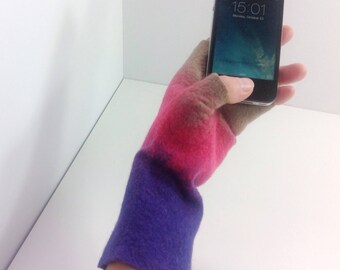 Felted fingerless gloves, Merino fingerless mittens, Felt arm warmers, Women's Fingerless gloves, Felted Wrist warmers, Merino Hand warmers