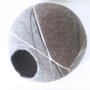 Wool Felted Cat Cave Cat Bed Cat House Cat Furniture Cat Lover Gift River Rock Cat Cave image 4