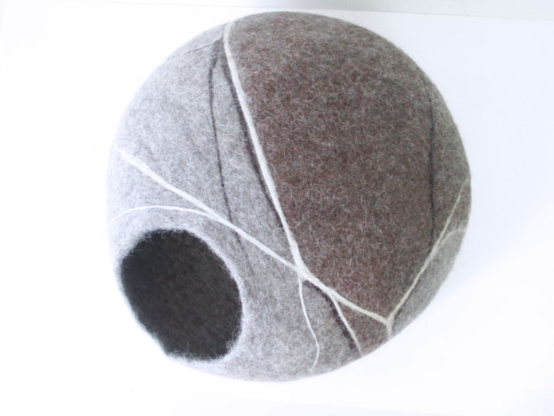 Wool Felted Cat Cave Cat Bed Cat House Cat Furniture Cat Lover Gift River Rock Cat Cave image 4