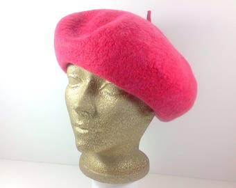 Pink Merino Beret, Wool Felted Hat, Felted Beret, Women's Hat, Fashion Beret, Fashion Hat, Head Accessory, Spring Hat, Fall Beret, Cozy