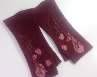 Felted fingerless gloves, Merino fingerless mittens, Felt arm warmers, Women's Fingerless gloves, Felted Wrist warmers, Merino Hand warmers